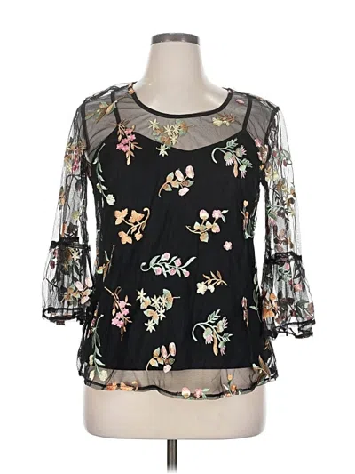 Pre-owned Solitaire 3/4 Sleeve Blouse In Black