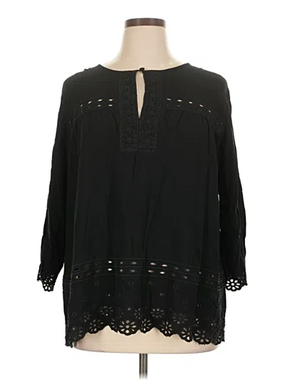 Pre-owned Solitaire 3/4 Sleeve Blouse In Black