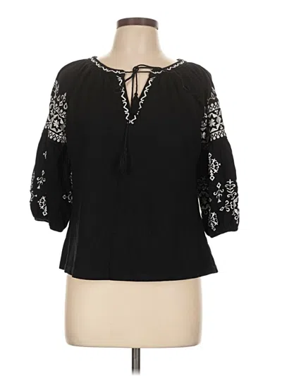 Pre-owned Solitaire 3/4 Sleeve Blouse In Black