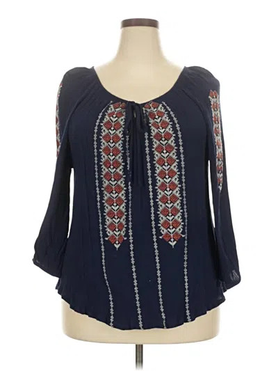 Pre-owned Solitaire 3/4 Sleeve Blouse In Blue