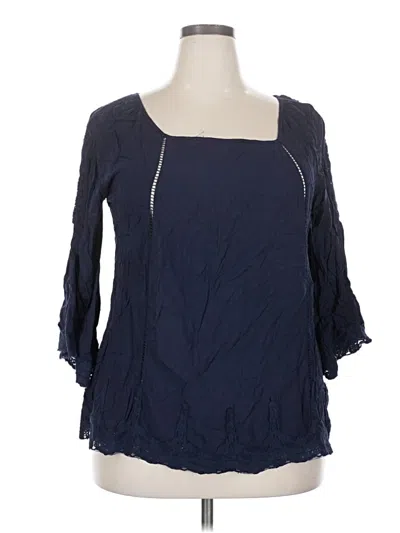 Pre-owned Solitaire 3/4 Sleeve Blouse In Blue