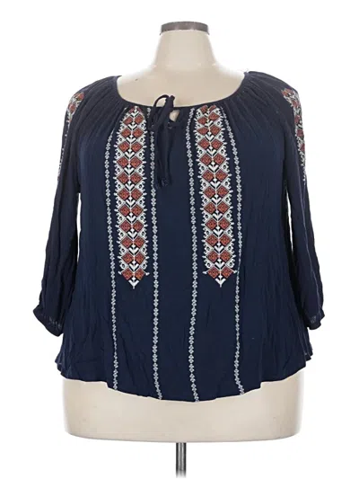 Pre-owned Solitaire 3/4 Sleeve Blouse In Blue