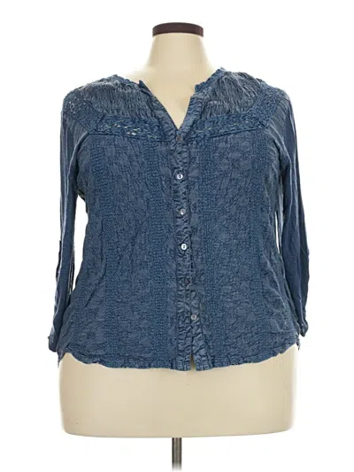 Pre-owned Solitaire 3/4 Sleeve Blouse In Blue