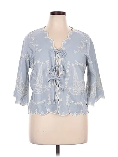 Pre-owned Solitaire 3/4 Sleeve Blouse In Blue