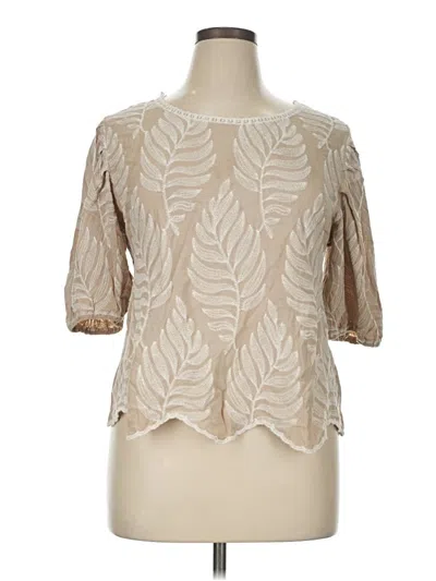 Pre-owned Solitaire 3/4 Sleeve Blouse In Brown