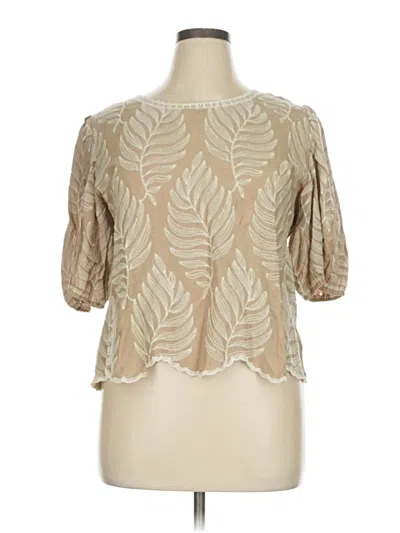 Pre-owned Solitaire 3/4 Sleeve Blouse In Brown