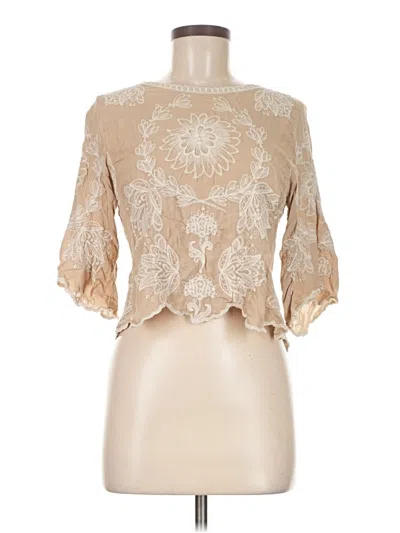 Pre-owned Solitaire 3/4 Sleeve Blouse In Brown