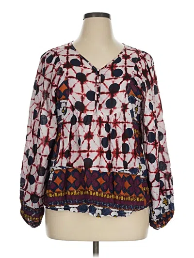 Pre-owned Solitaire 3/4 Sleeve Blouse In Burgundy