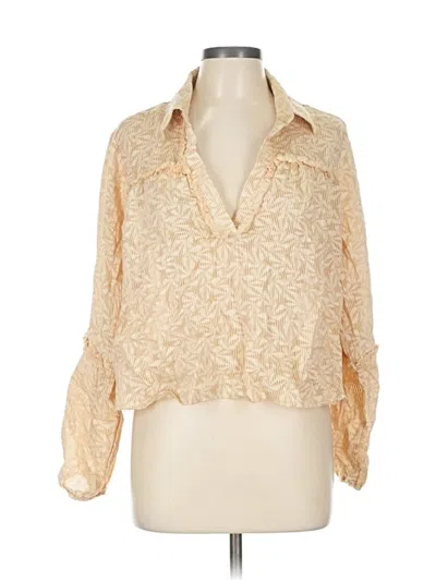 Pre-owned Solitaire 3/4 Sleeve Blouse In Gold