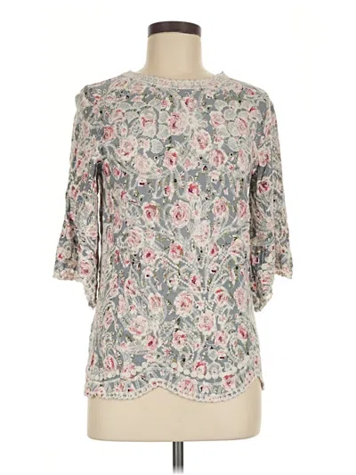 Pre-owned Solitaire 3/4 Sleeve Blouse In Gray
