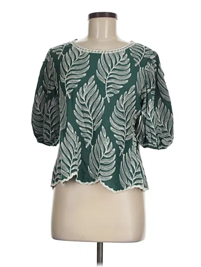 Pre-owned Solitaire 3/4 Sleeve Blouse In Green