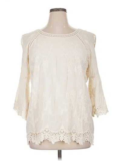 Pre-owned Solitaire 3/4 Sleeve Blouse In Ivory