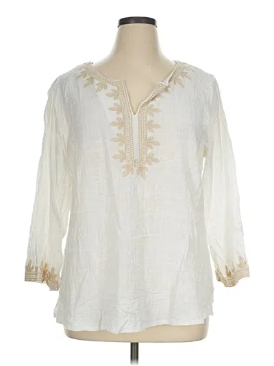 Pre-owned Solitaire 3/4 Sleeve Blouse In Ivory