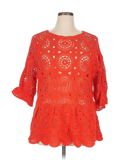 Pre-owned Solitaire 3/4 Sleeve Blouse In Orange