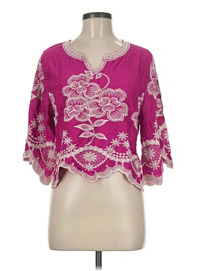 Pre-owned Solitaire 3/4 Sleeve Blouse In Pink