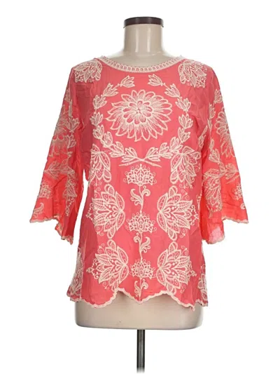 Pre-owned Solitaire 3/4 Sleeve Blouse In Red