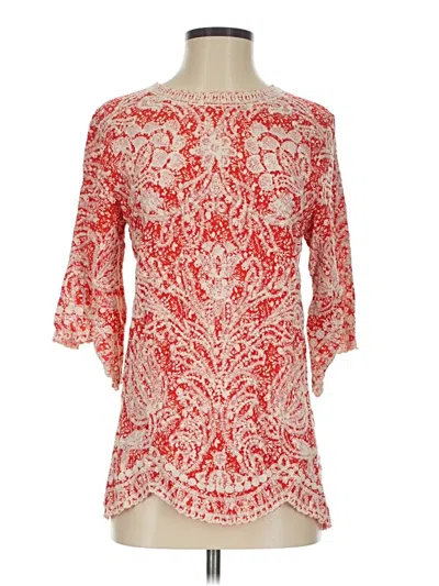 Pre-owned Solitaire 3/4 Sleeve Blouse In Red