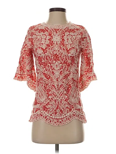 Pre-owned Solitaire 3/4 Sleeve Blouse In Red