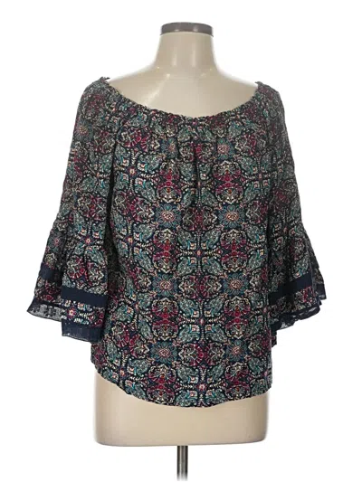 Pre-owned Solitaire 3/4 Sleeve Blouse In Teal