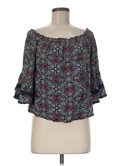 Pre-owned Solitaire 3/4 Sleeve Blouse In Teal