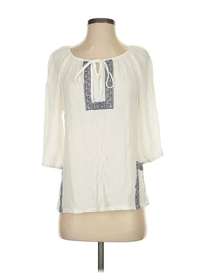 Pre-owned Solitaire 3/4 Sleeve Blouse In White