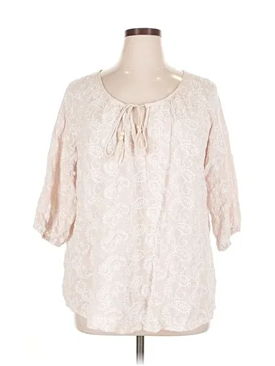 Pre-owned Solitaire 3/4 Sleeve Blouse In White