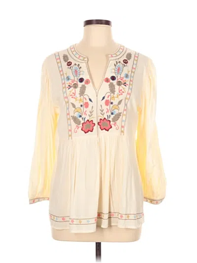 Pre-owned Solitaire 3/4 Sleeve Blouse In White