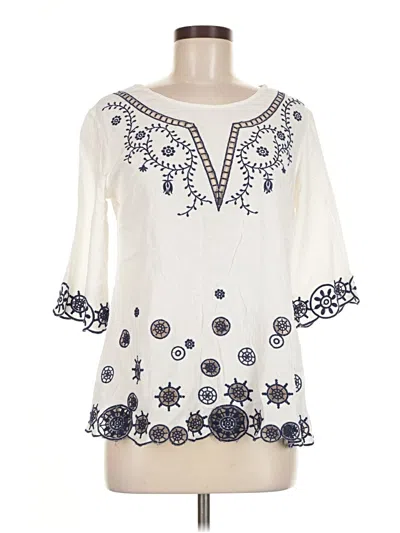 Pre-owned Solitaire 3/4 Sleeve Blouse In White