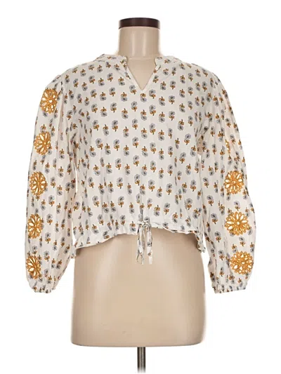 Pre-owned Solitaire 3/4 Sleeve Blouse In White