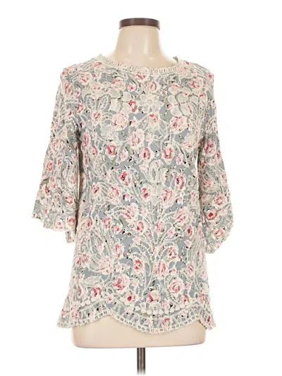 Pre-owned Solitaire 3/4 Sleeve Blouse In White