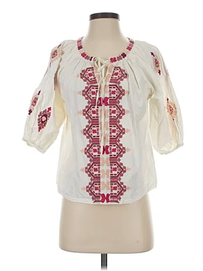 Pre-owned Solitaire 3/4 Sleeve Blouse In White