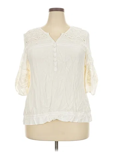 Pre-owned Solitaire 3/4 Sleeve Blouse In White