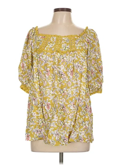 Pre-owned Solitaire 3/4 Sleeve Blouse In Yellow