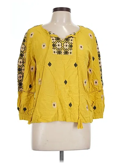Pre-owned Solitaire 3/4 Sleeve Blouse In Yellow