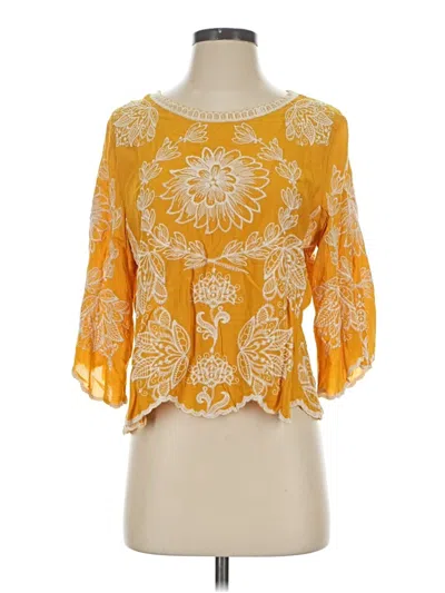 Pre-owned Solitaire 3/4 Sleeve Blouse In Yellow
