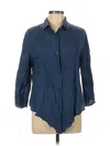 Solitaire 3/4 Sleeve Button Down Shirt In Blue