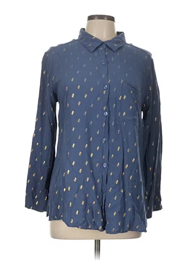 Pre-owned Solitaire 3/4 Sleeve Button Down Shirt In Blue