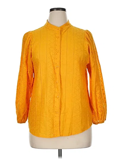 Pre-owned Solitaire 3/4 Sleeve Button Down Shirt In Yellow