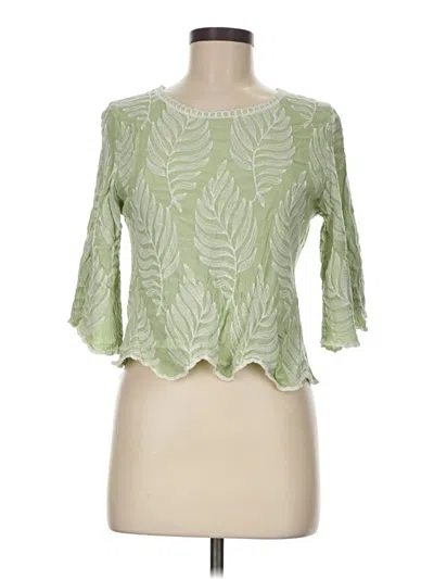 Pre-owned Solitaire 3/4 Sleeve Top Green Boatneck Tops