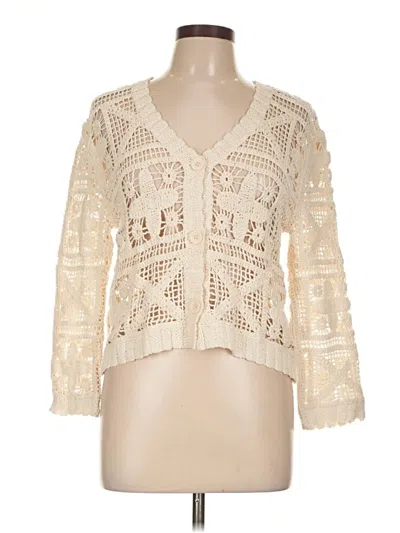 Pre-owned Solitaire Cardigan Sweater In White