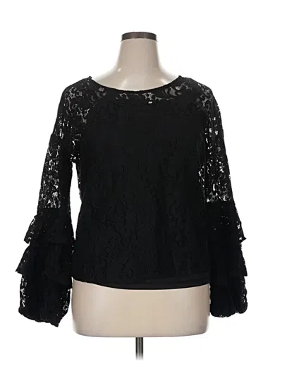 Pre-owned Solitaire Long Sleeve Blouse In Black