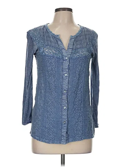 Pre-owned Solitaire Long Sleeve Blouse In Blue