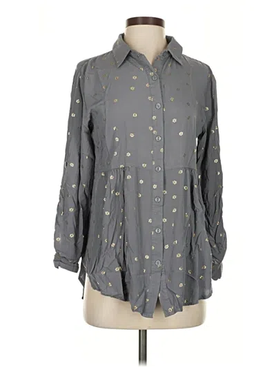 Pre-owned Solitaire Long Sleeve Blouse In Gray
