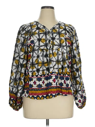 Pre-owned Solitaire Long Sleeve Blouse In Gray