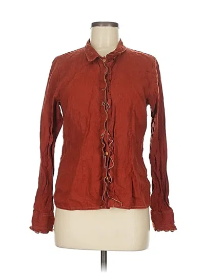Pre-owned Solitaire Long Sleeve Blouse In Red