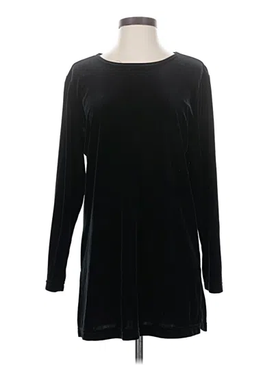 Pre-owned Solitaire Long Sleeve Top Black Boatneck Tops