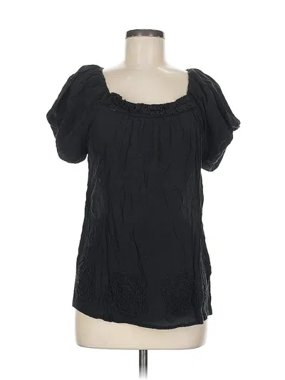 Pre-owned Solitaire Short Sleeve Blouse In Black