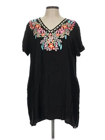 Pre-owned Solitaire Short Sleeve Blouse In Black