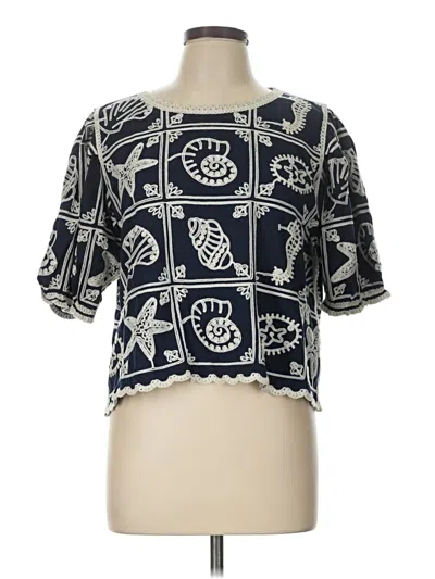 Pre-owned Solitaire Short Sleeve Blouse In Black