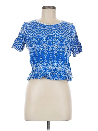 Pre-owned Solitaire Short Sleeve Blouse In Blue